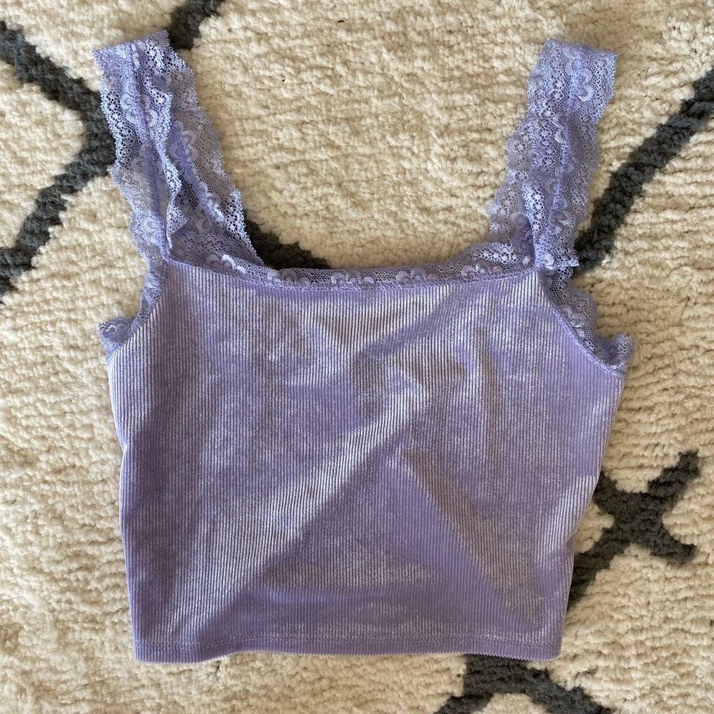NWOT Forever 21 Purple Lace & Velvet Crop Tank